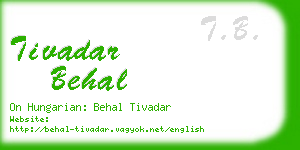 tivadar behal business card